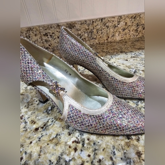 Margaret Jerrold Vintage Sparkly Heels Womens Size 5.5 Made In Spain - Picture 8 of 10